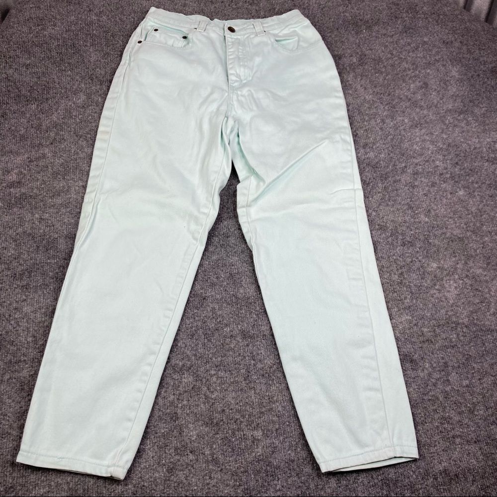 Style & Co. Jeans Womens Size 8P Mint Green Straight Leg Denim Casual Stained